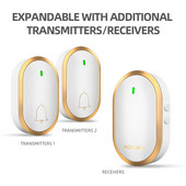 Ajtócsengő vezeték nélküli vízálló csengő 300 m hatótávolság US EU UK AU dugó otthoni intelligens ajtócsengő csengő 1 2 gomb 1 2 3 vevő mi