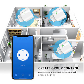 Tenky Smart Home Wi-Fi Plug 20A Έξοδος υποστήριξης παρακολούθησης ρεύματος ΕΕ Έξυπνη υποδοχή Λειτουργεί με την Alexa Google Yandex Alice TUYA Smart Life