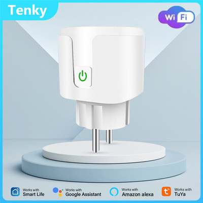 Tenky Smart Home Wifi dugó 20A EU tápellátás monitor támogatás Kimenet intelligens aljzat Dolgozzon Alexa Google-lal Yandex Alice TUYA Smart Life