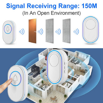 Home Wireless Doorbell Welcome Friend Smart Doorbell 150Meters Remote Waterproof IP65 Smart Door Bell Chime EU US Plug Προαιρετικό