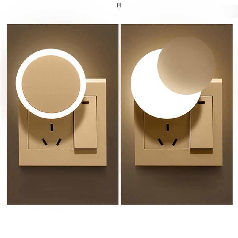 Fény intelligens környezeti fényérzékelővel, kerek, energiatakarékos LED-es lámpa, éjjeli fali lámpák otthoni folyosókhoz EU USA csatlakozó