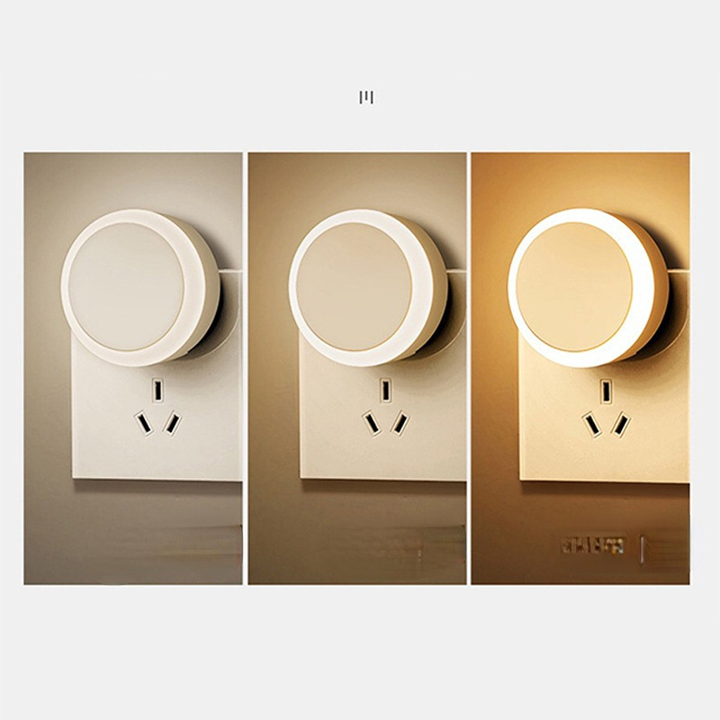 Fény intelligens környezeti fényérzékelővel, kerek, energiatakarékos LED-es lámpa, éjjeli fali lámpák otthoni folyosókhoz EU USA csatlakozó