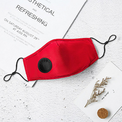 Kokvilnas sejas maska ar elpošanas vārsta filtru Atkārtoti lietojamas mazgājamas maskas Modes mutes sejas maska Pretputekļu aktīvās ogles PM2.5