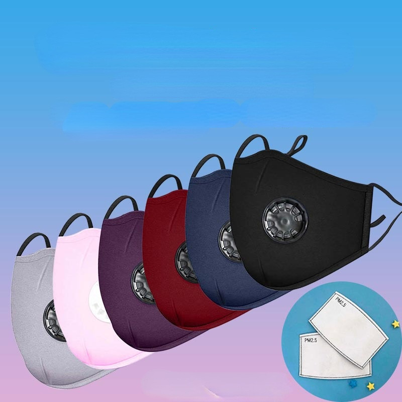 Puuvillane näomask hingamisklapi filtriga Korduvkasutatavad pestavad maskid Fashion Mouth näomask tolmuvastane aktiivsüsi PM2.5