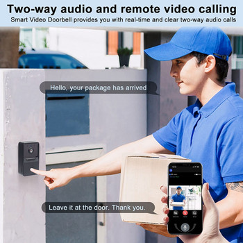Видео звънец Безжичен звънец с облачно съхранение, 2-посочно аудио наблюдение в реално време