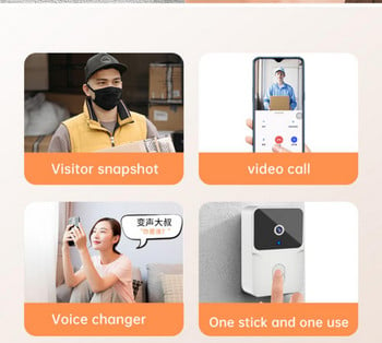 CoRui WiFi WiFi Doorbell Camera Αδιάβροχη Video Voice Change Doorbell Smart Wireless Doorbell with Camera Night