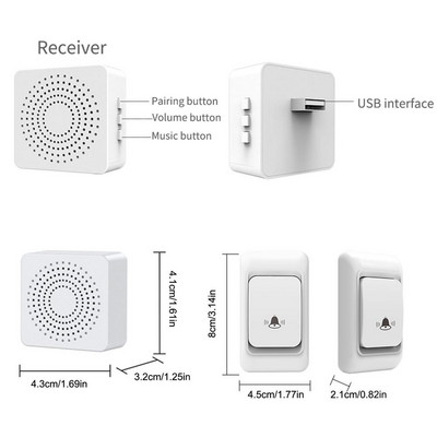 Bezvadu durvju zvana ūdensnecaurlaidīgs pašbarošanas poga Viedā durvju zvana zvani Smart Lifes vadības durvju zvana komplekts Mājas drošības signalizācija