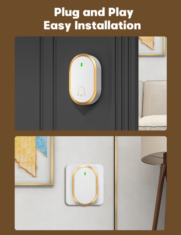 3+1 készlet többcsaládos vezeték nélküli ajtócsengő nagy házhoz, villához Vízálló távirányító Idős hívó Otthon Üdvözlő ajtócsengő