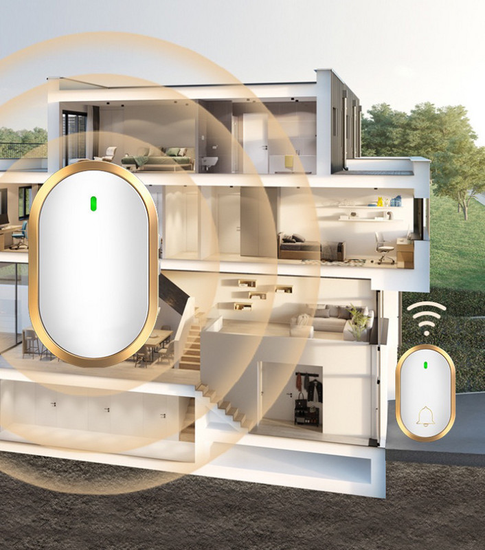 3+1 készlet többcsaládos vezeték nélküli ajtócsengő nagy házhoz, villához Vízálló távirányító Idős hívó Otthon Üdvözlő ajtócsengő