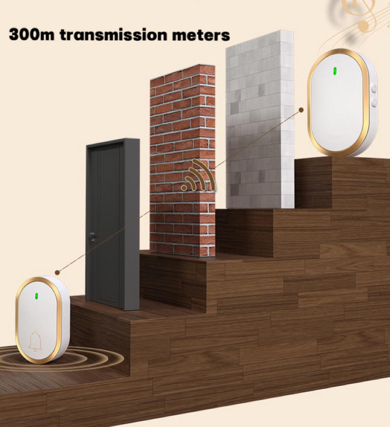 3+1 készlet többcsaládos vezeték nélküli ajtócsengő nagy házhoz, villához Vízálló távirányító Idős hívó Otthon Üdvözlő ajtócsengő
