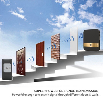 RemoteWireless Doorbell 300M звънец за автоматично повикване на дълги разстояния Интелигентни електронни водоустойчиви звънци Аксесоари за интелигентен дом (E