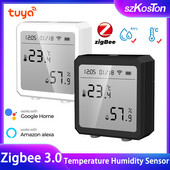 Tuya Zigbee3.0 Интелигентен сензор за температура и влажност Безжичен термометър с LCD екран Цифров дисплей Работа с Alexa Google