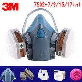 7/9/15/17in1 3M 7502 Gāzes maska Ķīmiskā respiratora aizsargmaska Rūpnieciskās krāsas aerosols Anti Organic Vapor 6001/2091 filtrs