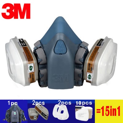 7/9/15/17in1 3M 7502 Gāzes maska Ķīmiskā respiratora aizsargmaska Rūpnieciskās krāsas aerosols Anti Organic Vapor 6001/2091 filtrs