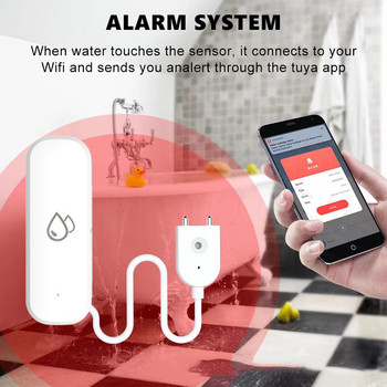 Tuya Сензор за теч на вода Детектор Независим WiFi Сензор за теч на вода Защита на дома Алармена система Smart Life APP Control