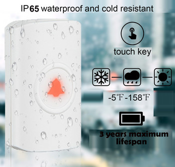 Κουδούνι με κλειδί αφής 200m ασύρματο κουδούνι ανοιχτής απόστασης IP65 αδιάβροχο έξυπνο ασύρματο κουδούνι πόρτας
