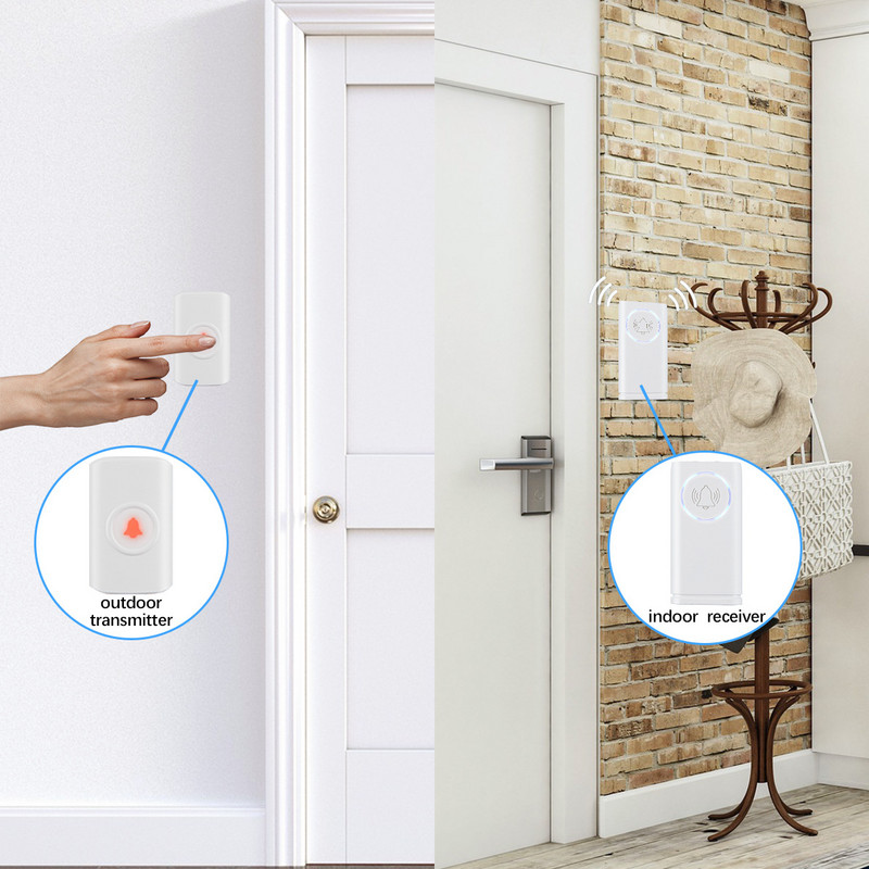 Zvono na vratima s ključem na dodir, bežično vodootporno zvono za vrata 200 m, IP65 vodootporno pametno bežično zvono