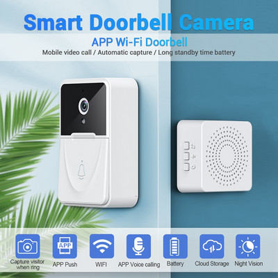 X3 Smart Video Doorbell Ασύρματο Wifi Video Home Παρακολούθηση νυχτερινής όρασης ενδοεπικοινωνία Doorbell Υποστήριξη Προβολή εφαρμογών για κινητά