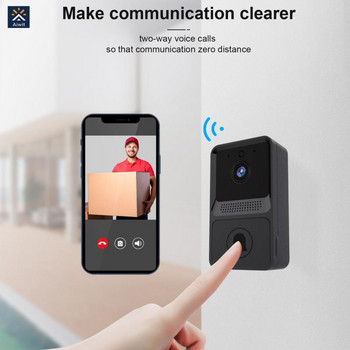 Безжичен звънец WiFi Външен видео с висока разделителна способност Охранителен звънец Нощно виждане Видео домофон Монитор за промяна на гласа Врата