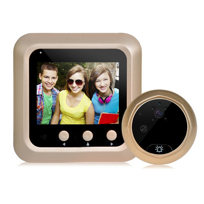 Āra kaķa acu vizuālais durvju zvans 2,4 collu mājsaimniecības kaķa acu uzraudzība infrasarkanais nakts redzamības elektroniskais durvju spogulis viedā māja