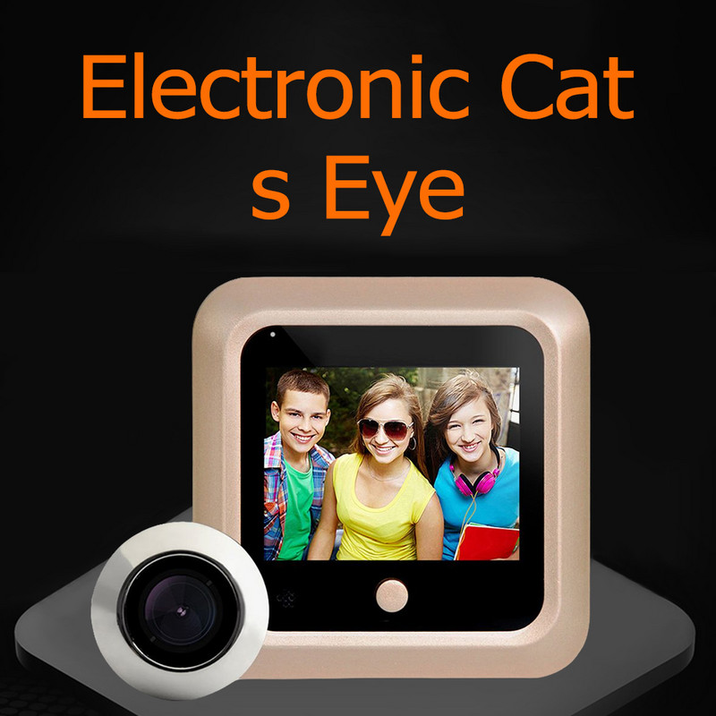 Āra kaķa acu vizuālais durvju zvans 2,4 collu mājsaimniecības kaķa acu uzraudzība infrasarkanais nakts redzamības elektroniskais durvju spogulis viedā māja