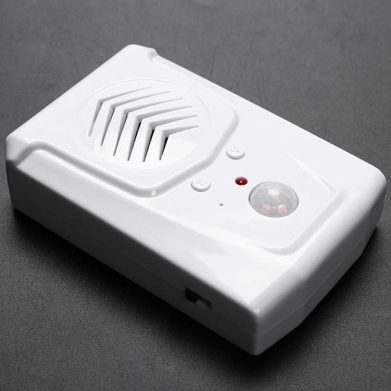 2x sensora kustības durvju zvana slēdzis MP3 infrasarkanais durvju zvana bezvadu PIR kustības sensora balss pamudinātājs