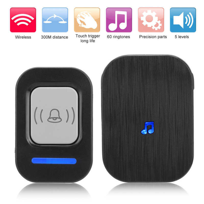 Ασύρματο κουδούνι οικίας 984,3 πόδια Μουσική μεγάλων αποστάσεων Έλεγχος πρόσβασης κουδουνιού πόρτας US 90-260V