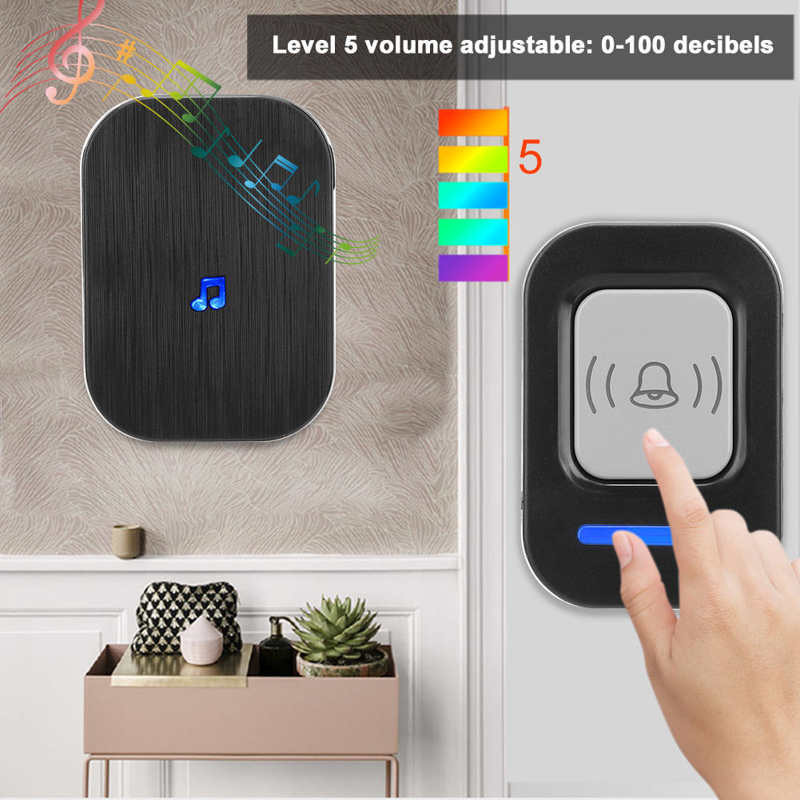 Ασύρματο κουδούνι οικίας 984,3 πόδια Μουσική μεγάλων αποστάσεων Έλεγχος πρόσβασης κουδουνιού πόρτας US 90-260V