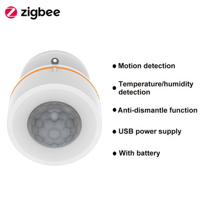 Tuya Smart Zigbee PIR judesio jutiklis su temperatūros ir drėgmės baterijomis arba USB maitinimo šaltiniu