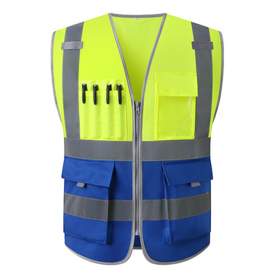 SFvest Safety vesta reflectorizanta de constructii vesta de constructii imbracaminte de siguranta vesta de lucru vesta neagra cu buzunare multiple