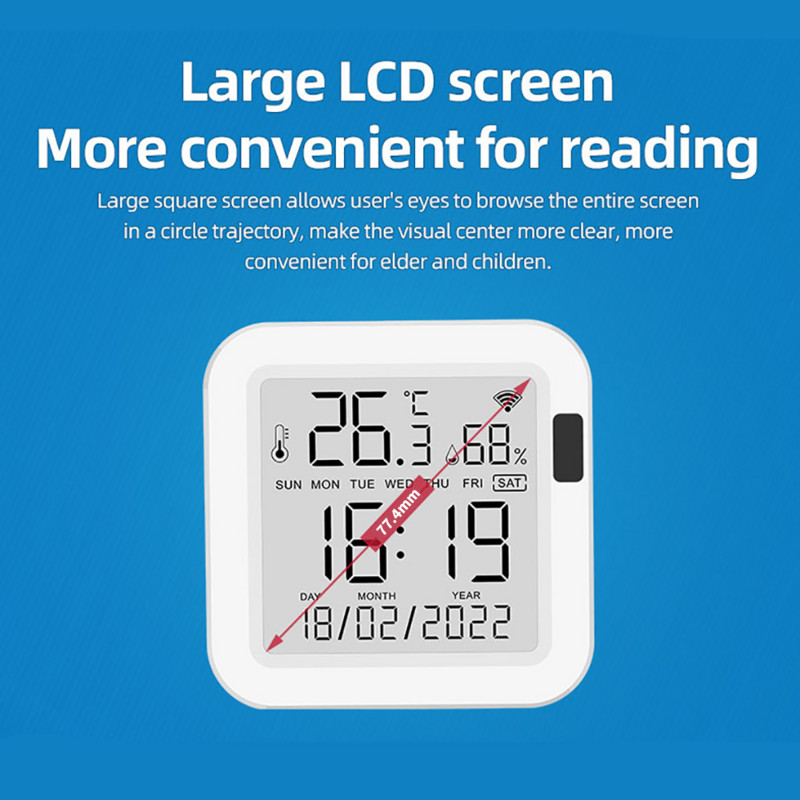 Tuya intelligens hőmérséklet- és páratartalom-érzékelő WiFi háttérvilágítással az intelligens otthonhoz vagy a SmartLife Work with Alexa Google Assistant