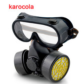 Gázálarc Vegyi gáz porálló festék ipari légzőkészülék kettős szűrős arcvédő maszk védőszemüveggel nagykereskedés