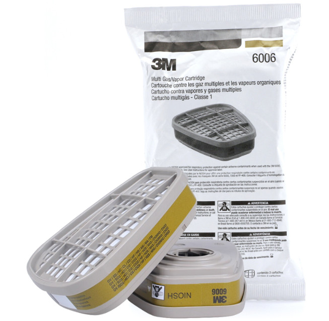3M 6200 félarcú légzőkészülék 6006 többgázos gőzpatronnal Véd a szerves gőzök és többféle gáz ellen
