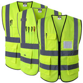 Fényvisszaverő biztonsági mellény zsebekkel Munkaruha Hi vis kabát