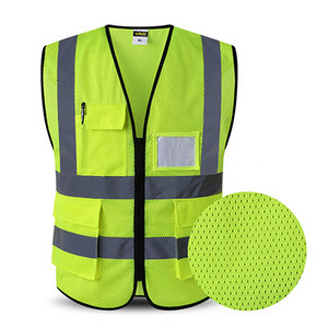 Fényvisszaverő biztonsági mellény zsebekkel Munkaruha Hi vis kabát