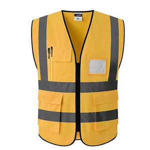 Fényvisszaverő biztonsági mellény zsebekkel Munkaruha Hi vis kabát