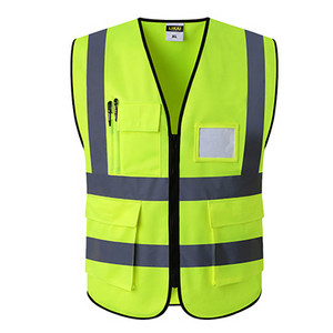 Fényvisszaverő biztonsági mellény zsebekkel Munkaruha Hi vis kabát