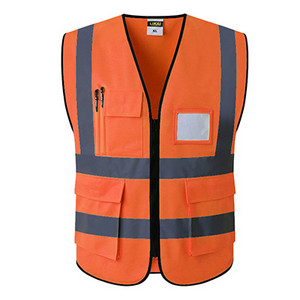 Fényvisszaverő biztonsági mellény zsebekkel Munkaruha Hi vis kabát