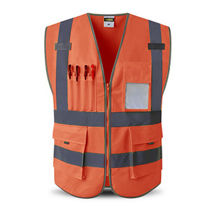Fényvisszaverő biztonsági mellény zsebekkel Munkaruha Hi vis kabát