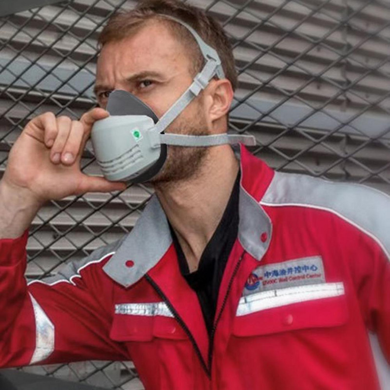 Respirator otporan na prašinu za višekratnu upotrebu Pola lica Anti Haze Zamagljivanje Sigurnosna konstrukcija Brušenje plin maska Koristite 1201 filter pamuk