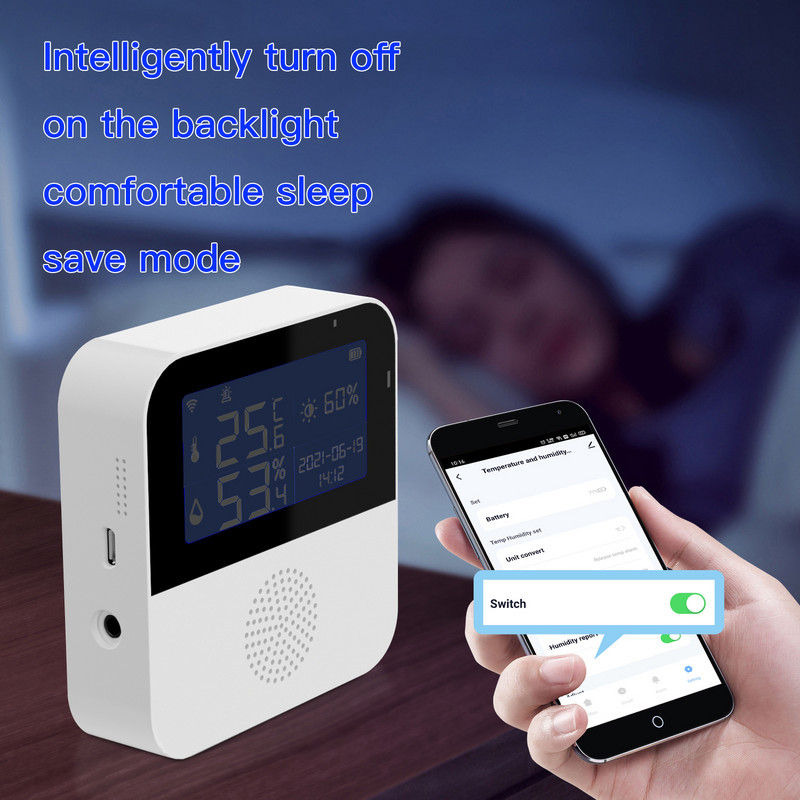 WIFI temperatūras mitruma sensors Tuya augstas precizitātes viedās mājas augu audzēšanai zivju tvertne ar ūdens temperatūras līniju