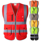 Bărbați Femei Vestă de siguranță de înaltă vizibilitate vestă de lucru îmbrăcăminte de lucru vestă roșie reflectorizantă de siguranță vestă de construcție cu logo transport gratuit