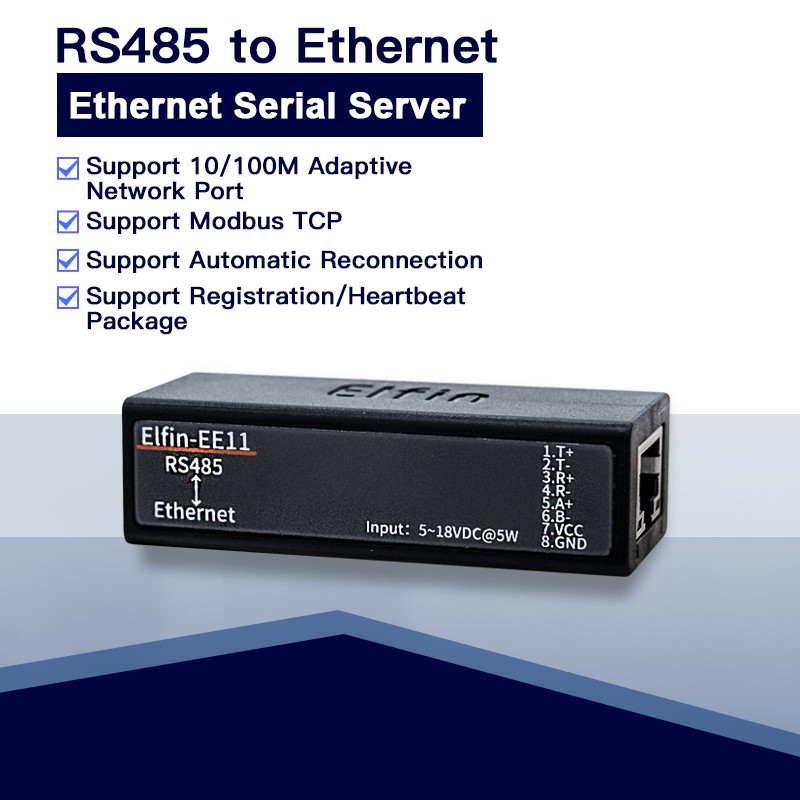 EE11A MINI RS485 soros szerver - Ethernet ModbusTCP - Ethernet RJ45 átalakító beágyazott webszerverrel