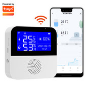 „Tuya Smart WIFI“ temperatūros ir drėgmės jutiklis su apšvietimu LCD ekranu patalpų termometro higrometro matuoklio palaikymas „Alexa“