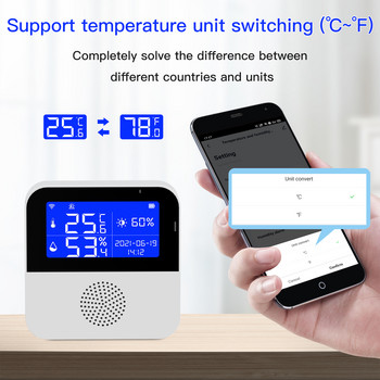 Tuya Smart WIFI Сензор за температура и влажност с подсветка LCD дисплей Вътрешен термометър Хигрометър Поддръжка на Alexa