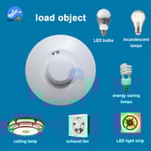 AC 85-250V mikrohullámú radarérzékelő kapcsoló 5,8G állítható beágyazott testmozgásérzékelő fénykapcsoló folyosó érzékelőhöz
