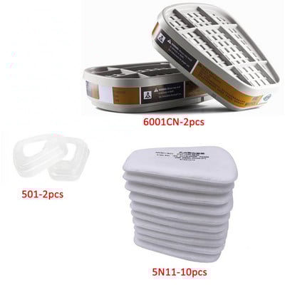 8-In-1 6300/6200 putekļu gāzes maska ar aizsargbrillēm ar pusi sejas gāzes respirators krāsošanai Izsmidzināšana pulēšana Darba drošība