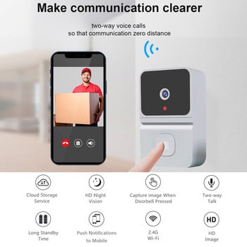 Ασύρματη κάμερα βίντεο Doorbell Smart Doorbell με 450P Night Vision 2-Way Audio Cloud Storage Battery