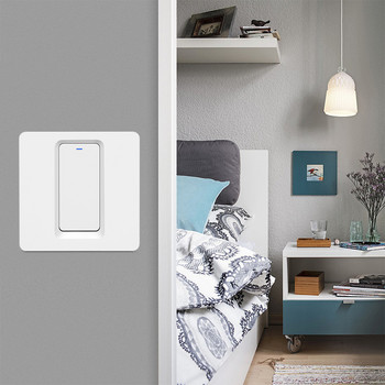 Δεν χρειάζεται ουδέτερη γραμμή WiFi Smart Button Light ON/OFF Διακόπτης τοίχου EU UK 86x86mm Εργασία με Apple HomeKit