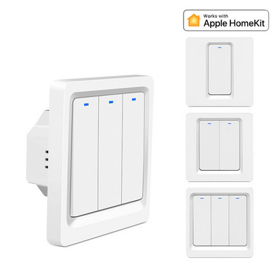 Nav nepieciešams neitrālās līnijas WiFi viedpogas apgaismojuma ieslēgšanas/izslēgšanas sienas slēdzis EU UK 86x86mm Darbs ar Apple HomeKit